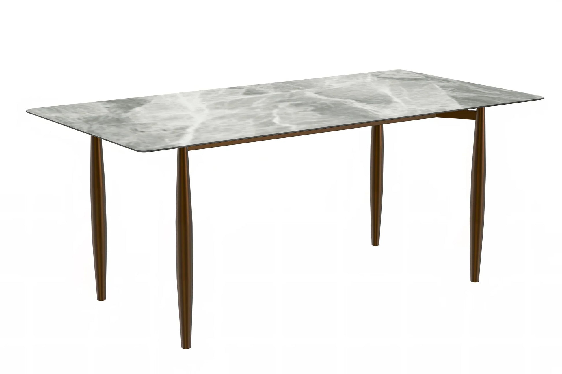 Zinti Dining Table with Glass or Sintered Stone Rectangular Wide Tabletop with Steel Base and Legs - Elax Furniture