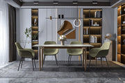 Zinti Dining Table with Glass or Sintered Stone Rectangular Wide Tabletop with Steel Base and Legs - Elax Furniture