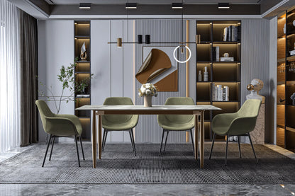 Zinti Dining Table with Glass or Sintered Stone Rectangular Wide Tabletop with Steel Base and Legs - Elax Furniture