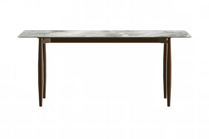 Zinti Dining Table with Glass or Sintered Stone Rectangular Wide Tabletop with Steel Base and Legs - Elax Furniture