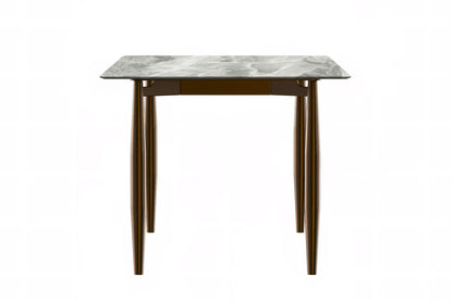 Zinti Dining Table with Glass or Sintered Stone Rectangular Wide Tabletop with Steel Base and Legs - Elax Furniture