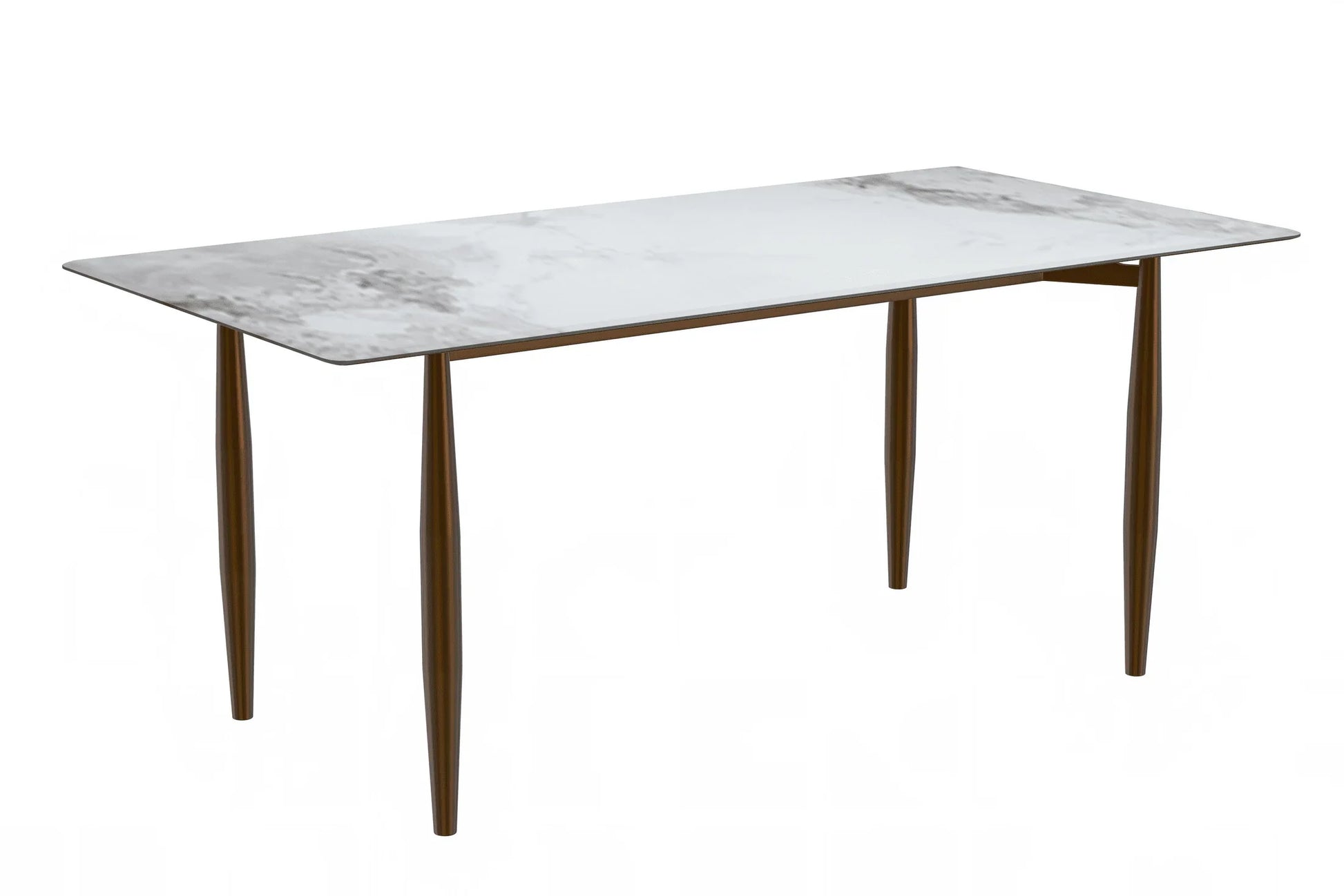 Zinti Dining Table with Glass or Sintered Stone Rectangular Wide Tabletop with Steel Base and Legs - Elax Furniture