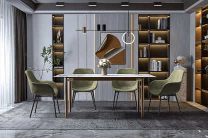 Zinti Dining Table with Glass or Sintered Stone Rectangular Wide Tabletop with Steel Base and Legs - Elax Furniture