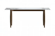 Zinti Dining Table with Glass or Sintered Stone Rectangular Wide Tabletop with Steel Base and Legs - Elax Furniture