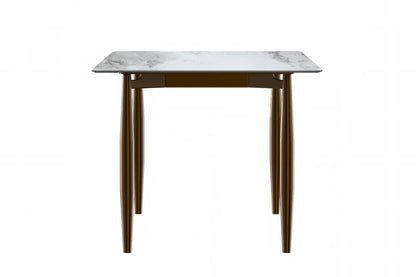 Zinti Dining Table with Glass or Sintered Stone Rectangular Wide Tabletop with Steel Base and Legs - Elax Furniture