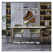 Zinti Dining Table with Glass or Sintered Stone Rectangular Wide Tabletop with Steel Base and Legs - Elax Furniture
