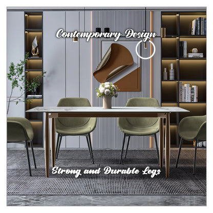 Zinti Dining Table with Glass or Sintered Stone Rectangular Wide Tabletop with Steel Base and Legs - Elax Furniture