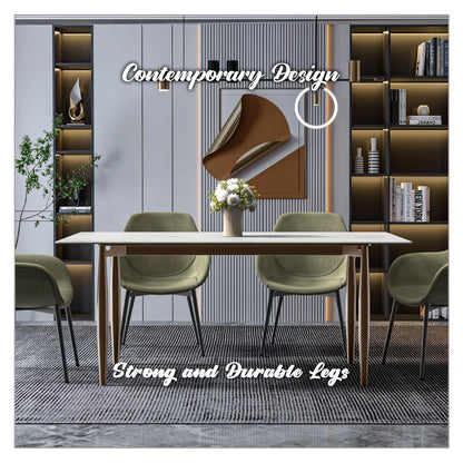 Zinti Dining Table with Glass or Sintered Stone Rectangular Wide Tabletop with Steel Base and Legs - Elax Furniture