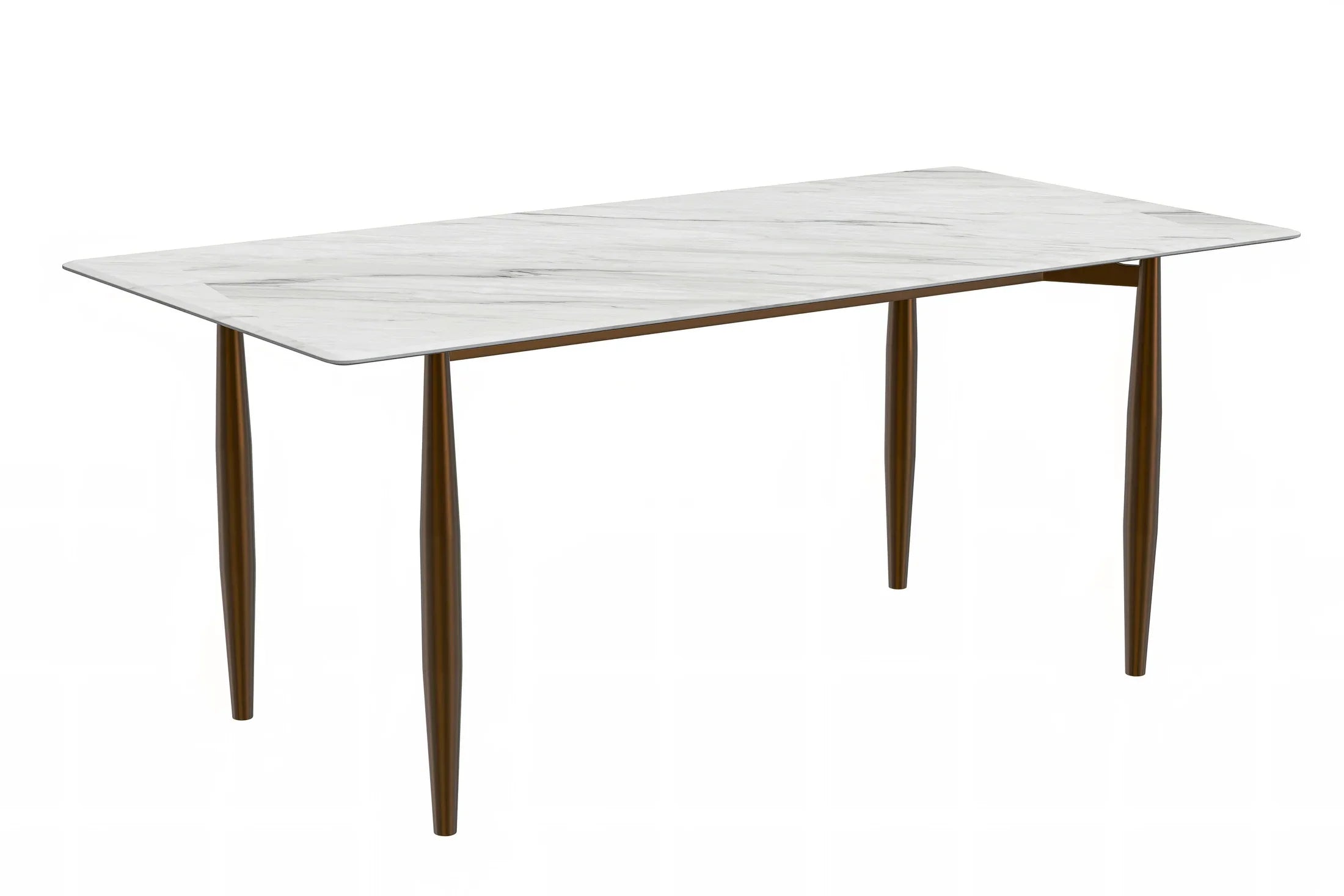 Zinti Dining Table with Glass or Sintered Stone Rectangular Wide Tabletop with Steel Base and Legs - Elax Furniture