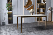 Zinti Dining Table with Glass or Sintered Stone Rectangular Wide Tabletop with Steel Base and Legs - Elax Furniture