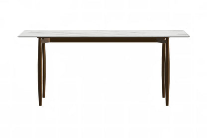 Zinti Dining Table with Glass or Sintered Stone Rectangular Wide Tabletop with Steel Base and Legs - Elax Furniture