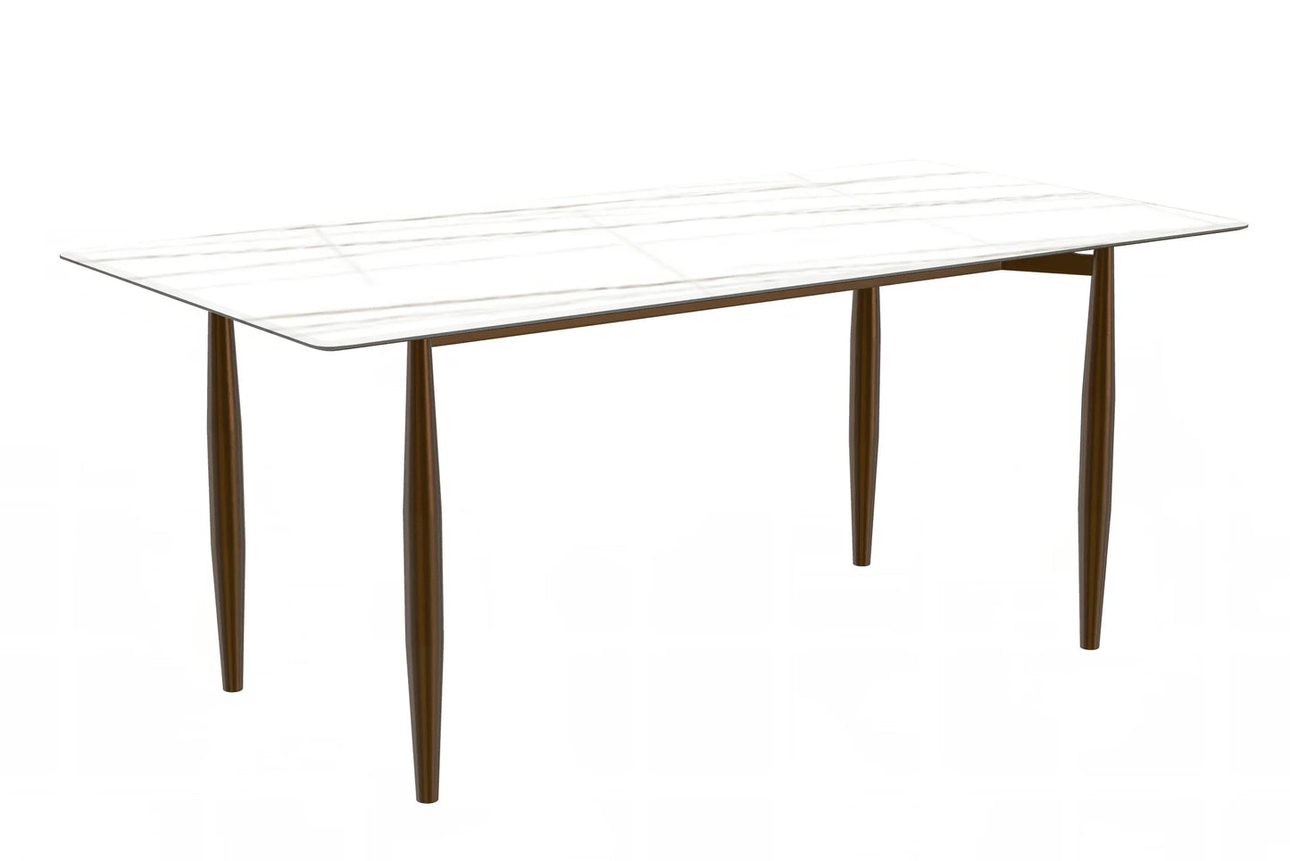 Zinti Dining Table with Glass or Sintered Stone Rectangular Wide Tabletop with Steel Base and Legs - Elax Furniture