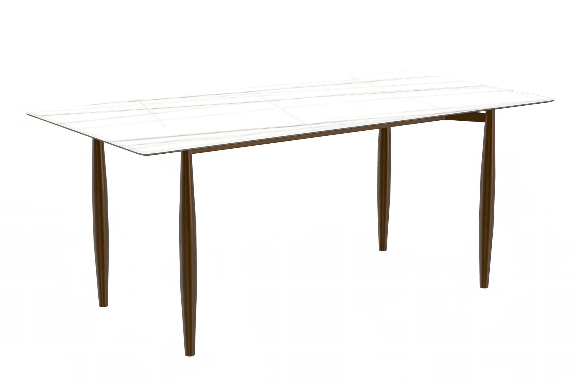 Zinti Dining Table with Glass or Sintered Stone Rectangular Wide Tabletop with Steel Base and Legs - Elax Furniture