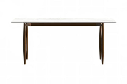 Zinti Dining Table with Glass or Sintered Stone Rectangular Wide Tabletop with Steel Base and Legs - Elax Furniture