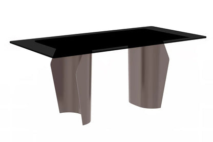 Zelan Dining Table with Rectangular Glass or Sintered Stone Tabletop and Steel Legs - Elax Furniture