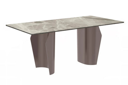 Zelan Dining Table with Rectangular Glass or Sintered Stone Tabletop and Steel Legs - Elax Furniture