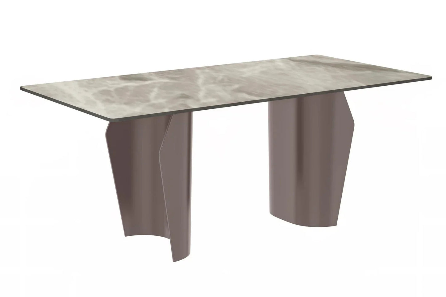 Zelan Dining Table with Rectangular Glass or Sintered Stone Tabletop and Steel Legs - Elax Furniture