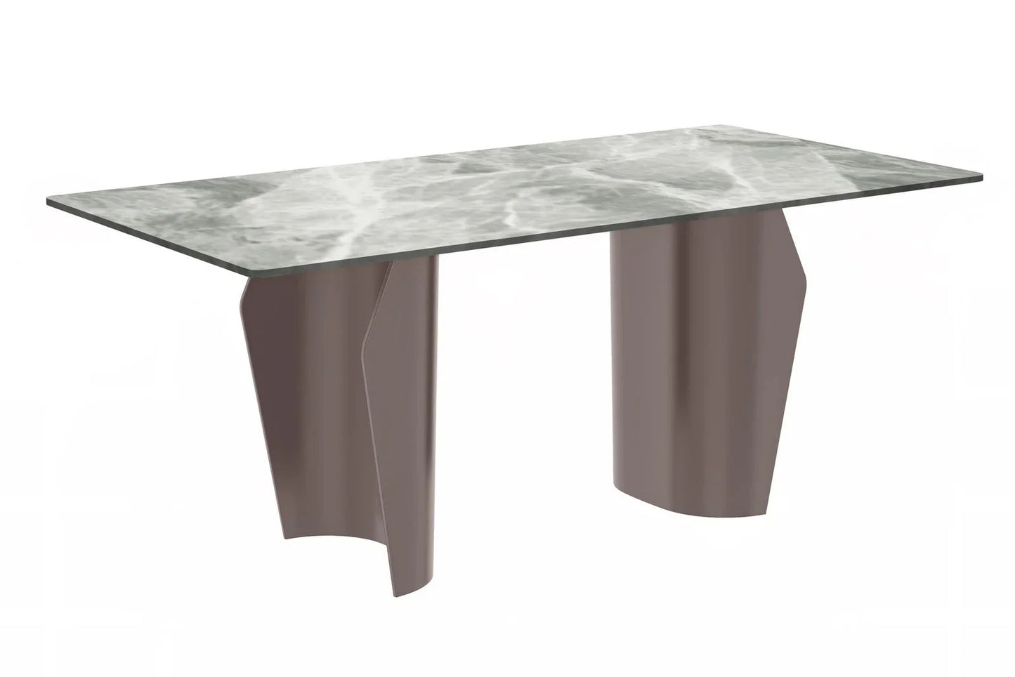 Zelan Dining Table with Rectangular Glass or Sintered Stone Tabletop and Steel Legs - Elax Furniture