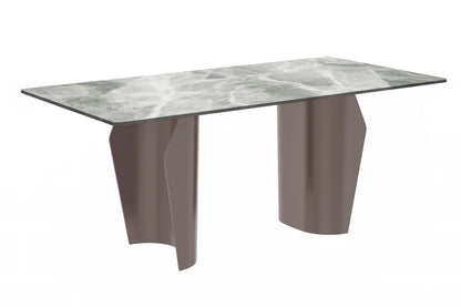 Zelan Dining Table with Rectangular Glass or Sintered Stone Tabletop and Steel Legs - Elax Furniture