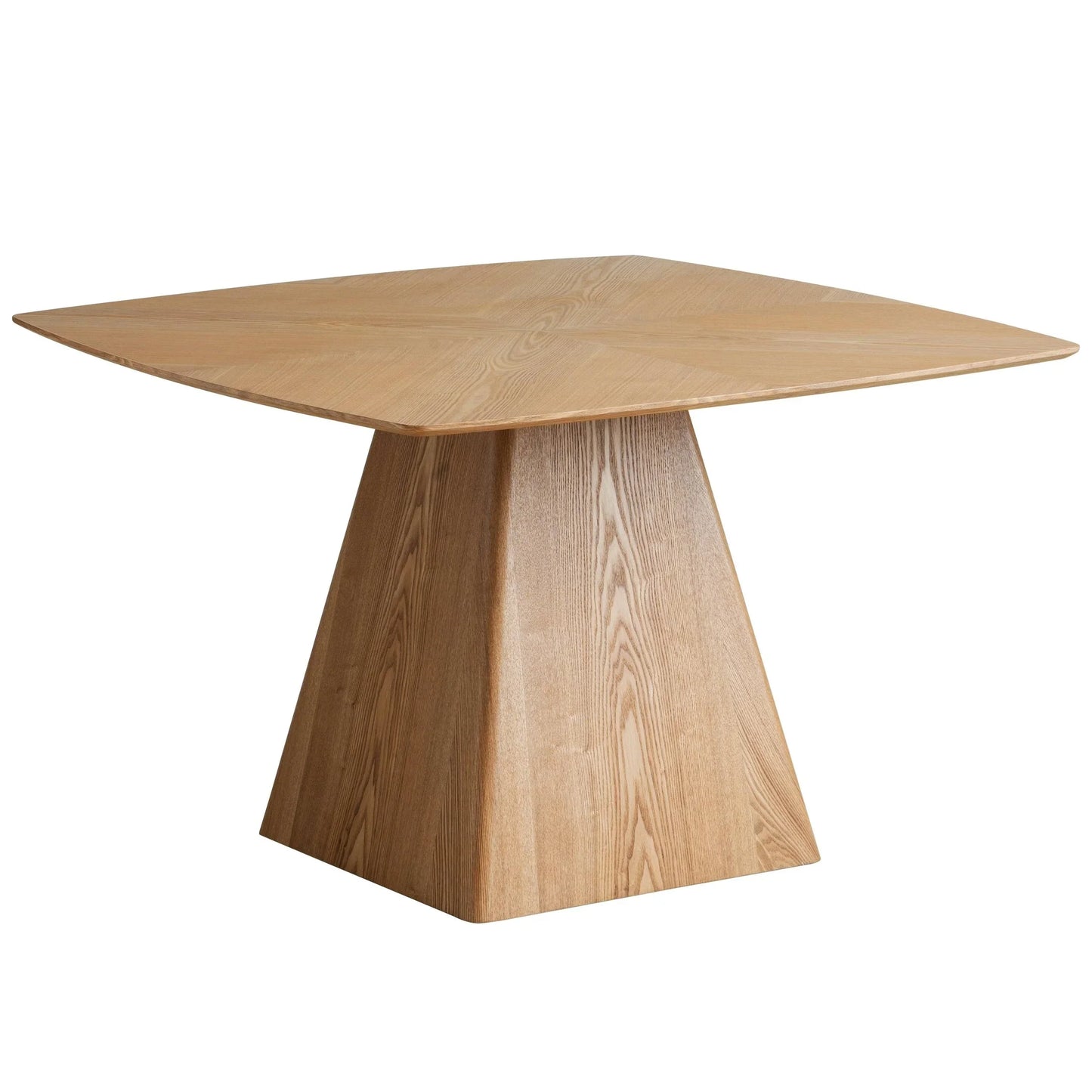 Zephry 47" Square Dining Table in Ash Wood Veneer with Tapered Iron Pedestal Base - Elax Furniture