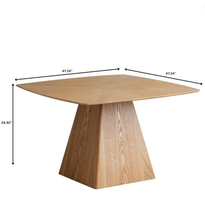 Zephry 47" Square Dining Table in Ash Wood Veneer with Tapered Iron Pedestal Base - Elax Furniture