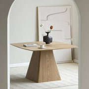 Zephry 47" Square Dining Table in Ash Wood Veneer with Tapered Iron Pedestal Base - Elax Furniture