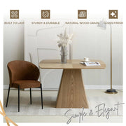 Zephry 47" Square Dining Table in Ash Wood Veneer with Tapered Iron Pedestal Base - Elax Furniture