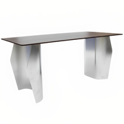 Zelan Dining Table with Rectangular Sintered Stone Tabletop and Stainless Steel Legs
