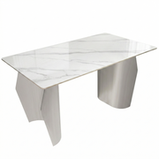 Zelan Dining Table with Rectangular Sintered Stone Tabletop and Stainless Steel Legs