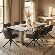 Zelan Dining Table with Rectangular Sintered Stone Tabletop and Stainless Steel Legs