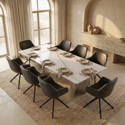 Zelan Dining Table with Rectangular Sintered Stone Tabletop and Stainless Steel Legs