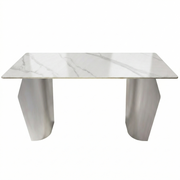 Zelan Dining Table with Rectangular Sintered Stone Tabletop and Stainless Steel Legs