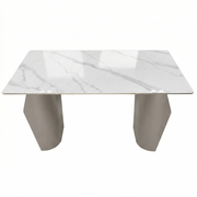 Zelan Dining Table with Rectangular Sintered Stone Tabletop and Stainless Steel Legs
