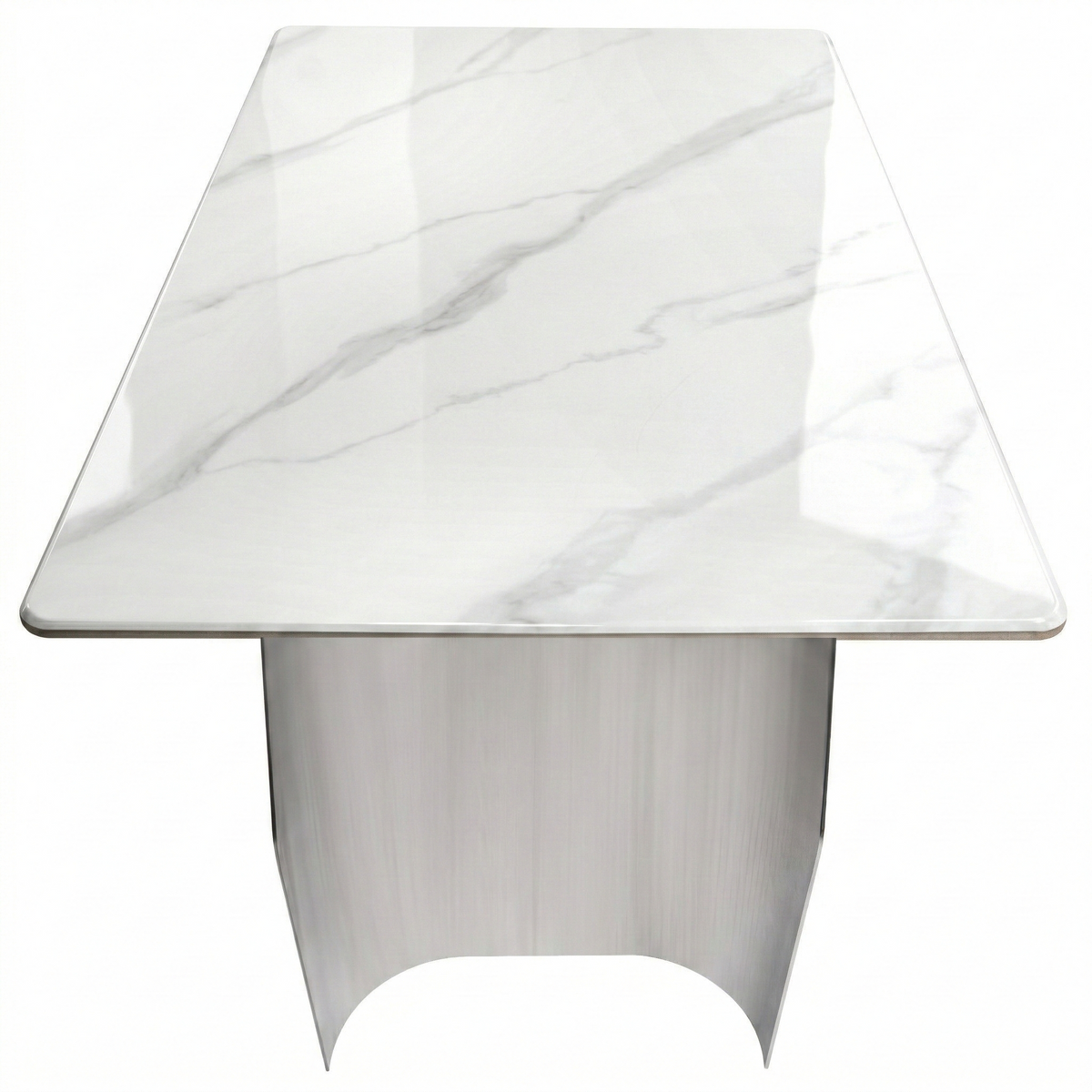 Zelan Dining Table with Rectangular Sintered Stone Tabletop and Stainless Steel Legs