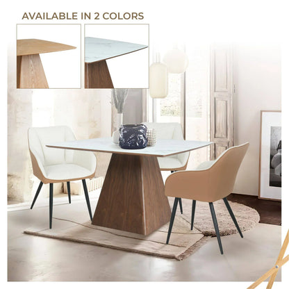 Zephyr 47" Square Dining Table with Sintered Stone Top and Ash Wood and Iron Base - Elax Furniture