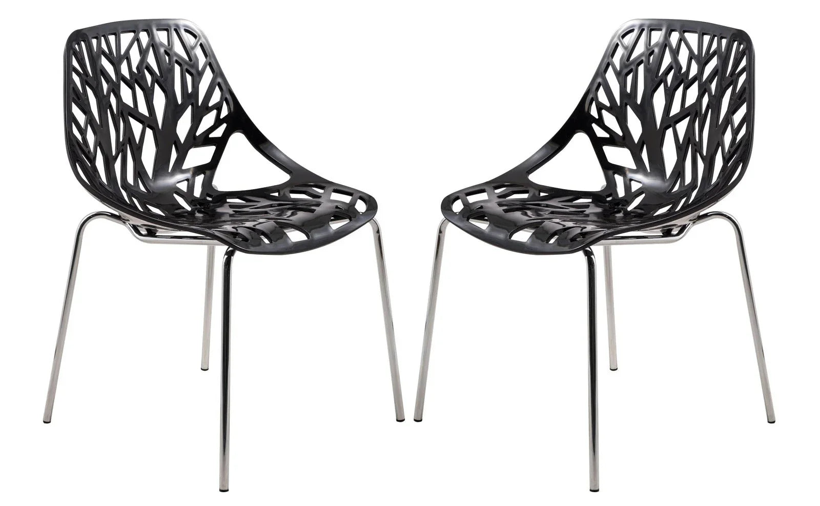 Modern Asbury Dining Chair w/ Chromed Legs set of 2 - Elax Furniture