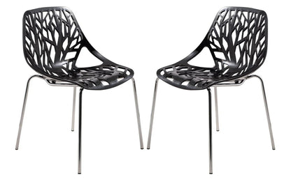 Modern Asbury Dining Chair w/ Chromed Legs set of 2 - Elax Furniture