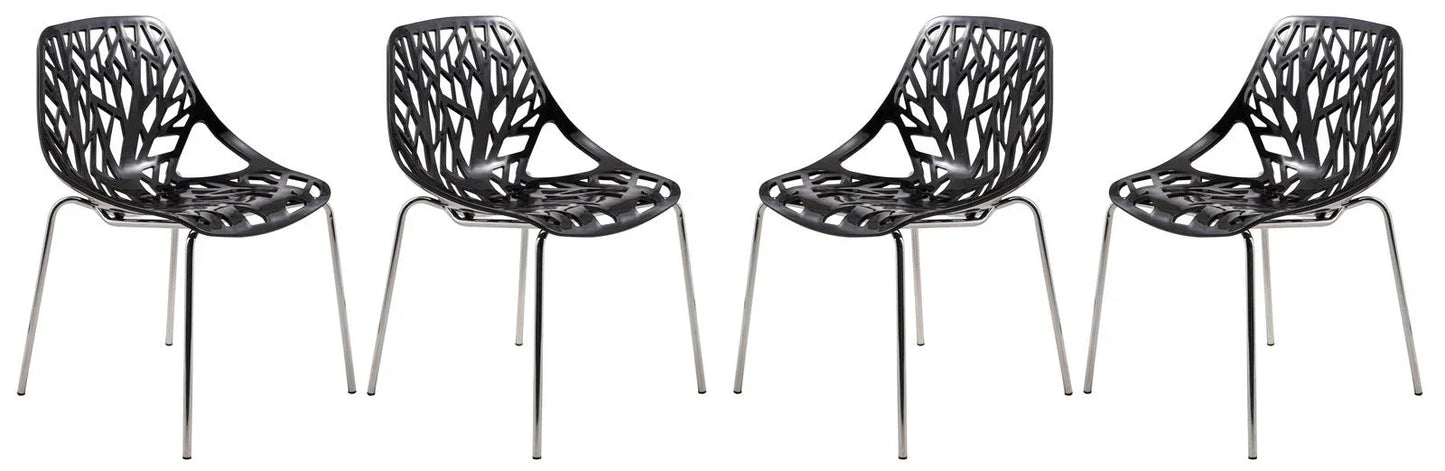 Modern Asbury Dining Chair w/ Chromed Legs set of 4 - Elax Furniture