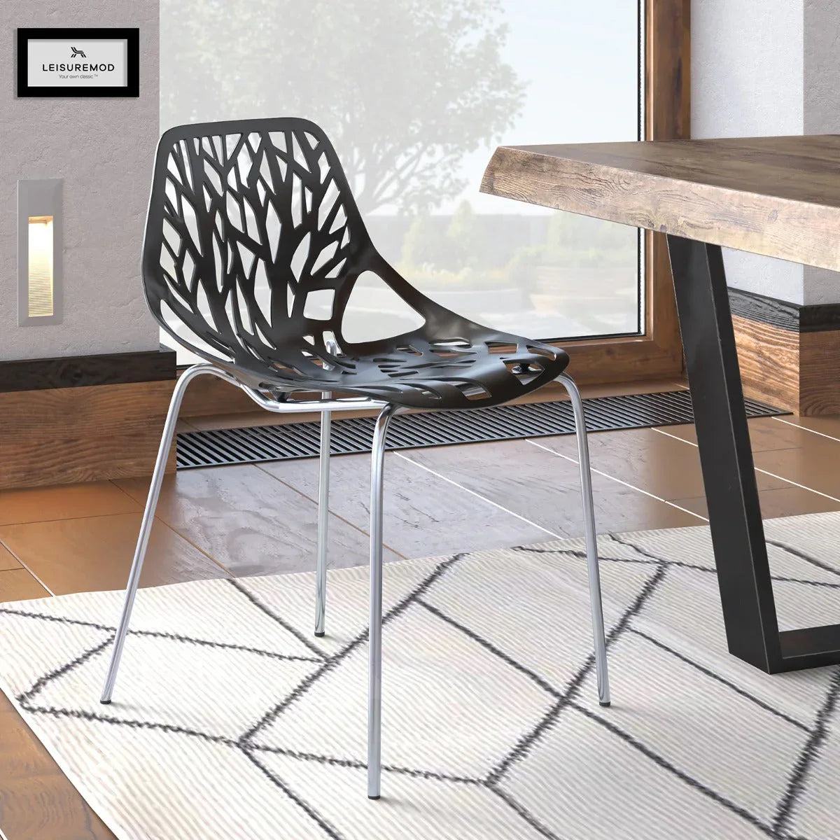 Modern Asbury Dining Chair w/ Chromed Legs set of 4 - Elax Furniture