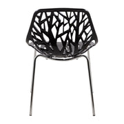 Asbury Polypropylene Dining Side Chair with Forest Cut-Out Design in Chrome - Elax Furniture