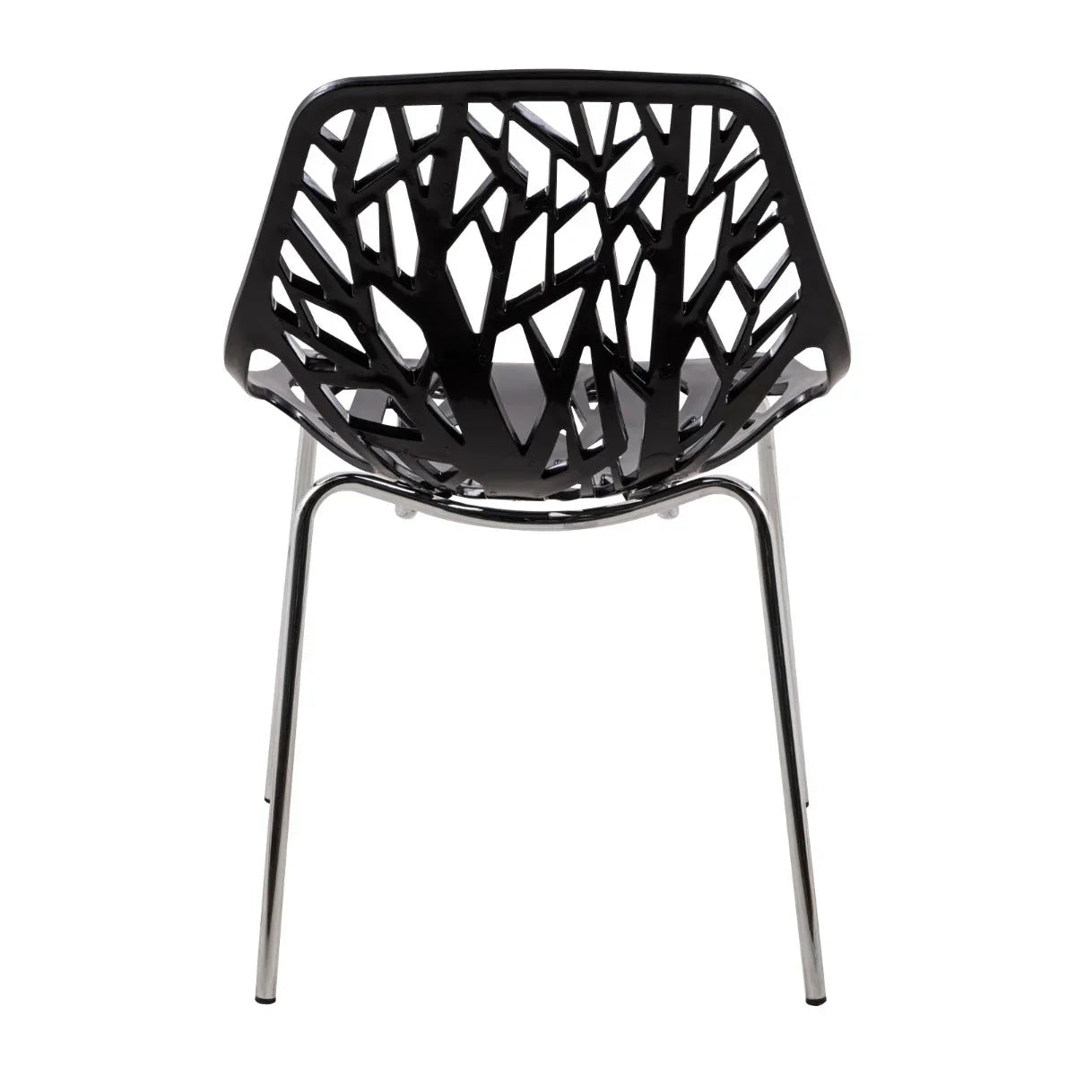 Asbury Polypropylene Dining Side Chair with Forest Cut-Out Design in Chrome - Elax Furniture