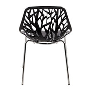 Asbury Polypropylene Dining Side Chair with Forest Cut-Out Design in Chrome - Elax Furniture