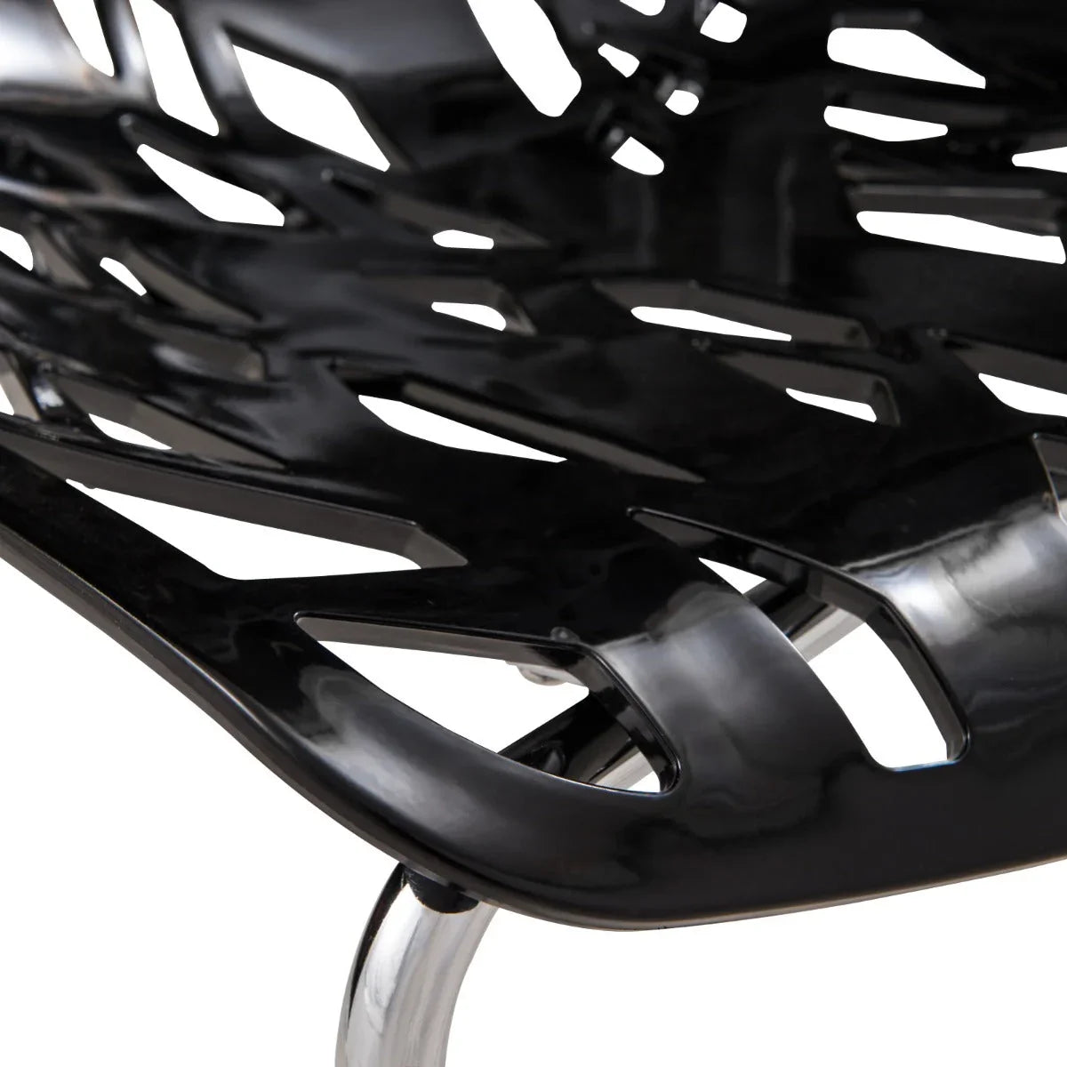 Asbury Polypropylene Dining Side Chair with Forest Cut-Out Design in Chrome - Elax Furniture