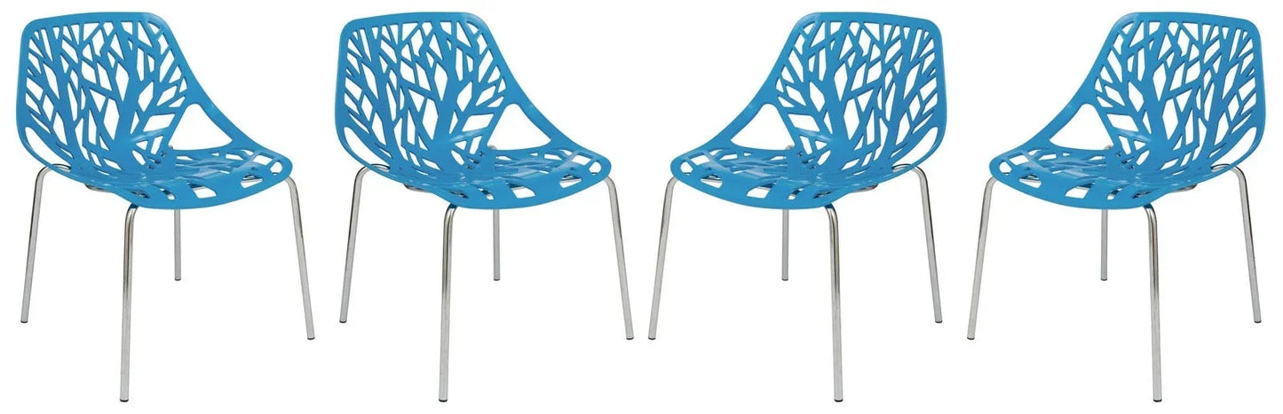 Modern Asbury Dining Chair w/ Chromed Legs set of 4 - Elax Furniture