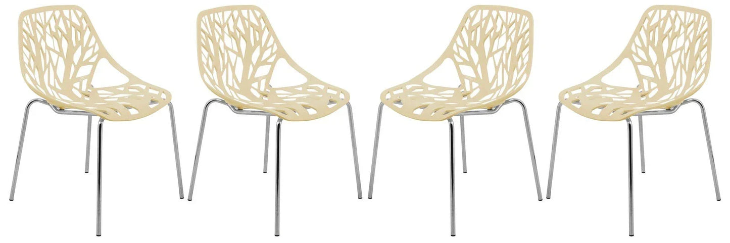 Modern Asbury Dining Chair w/ Chromed Legs set of 4 - Elax Furniture