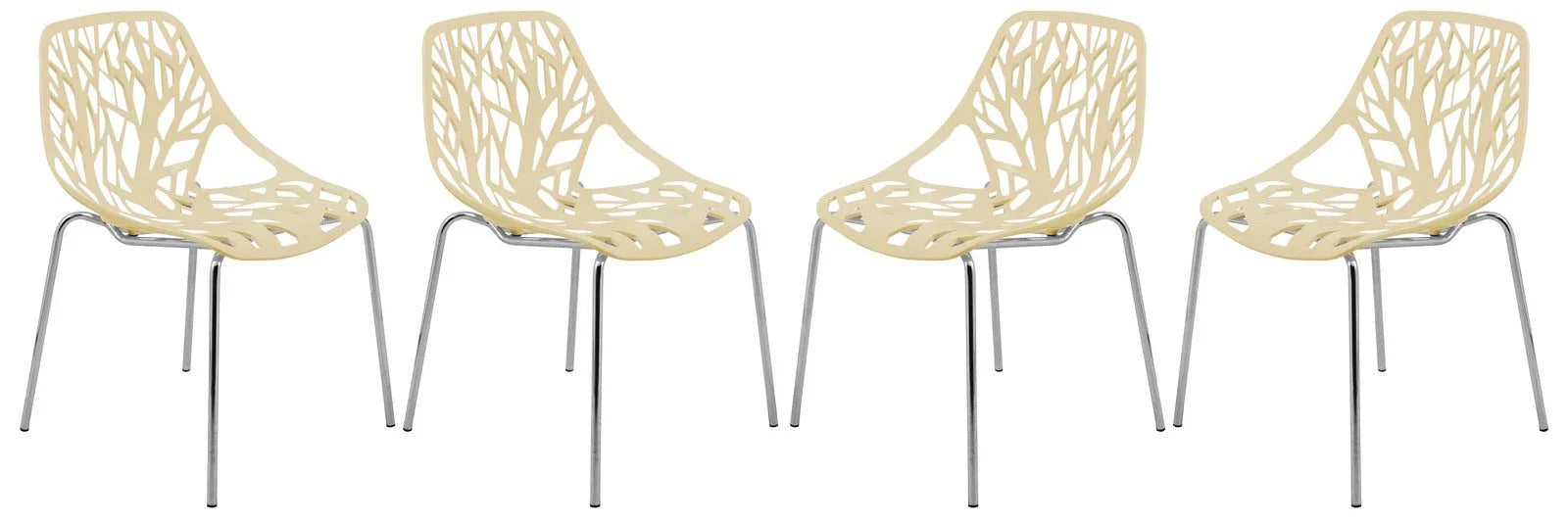 Modern Asbury Dining Chair w/ Chromed Legs set of 4 - Elax Furniture