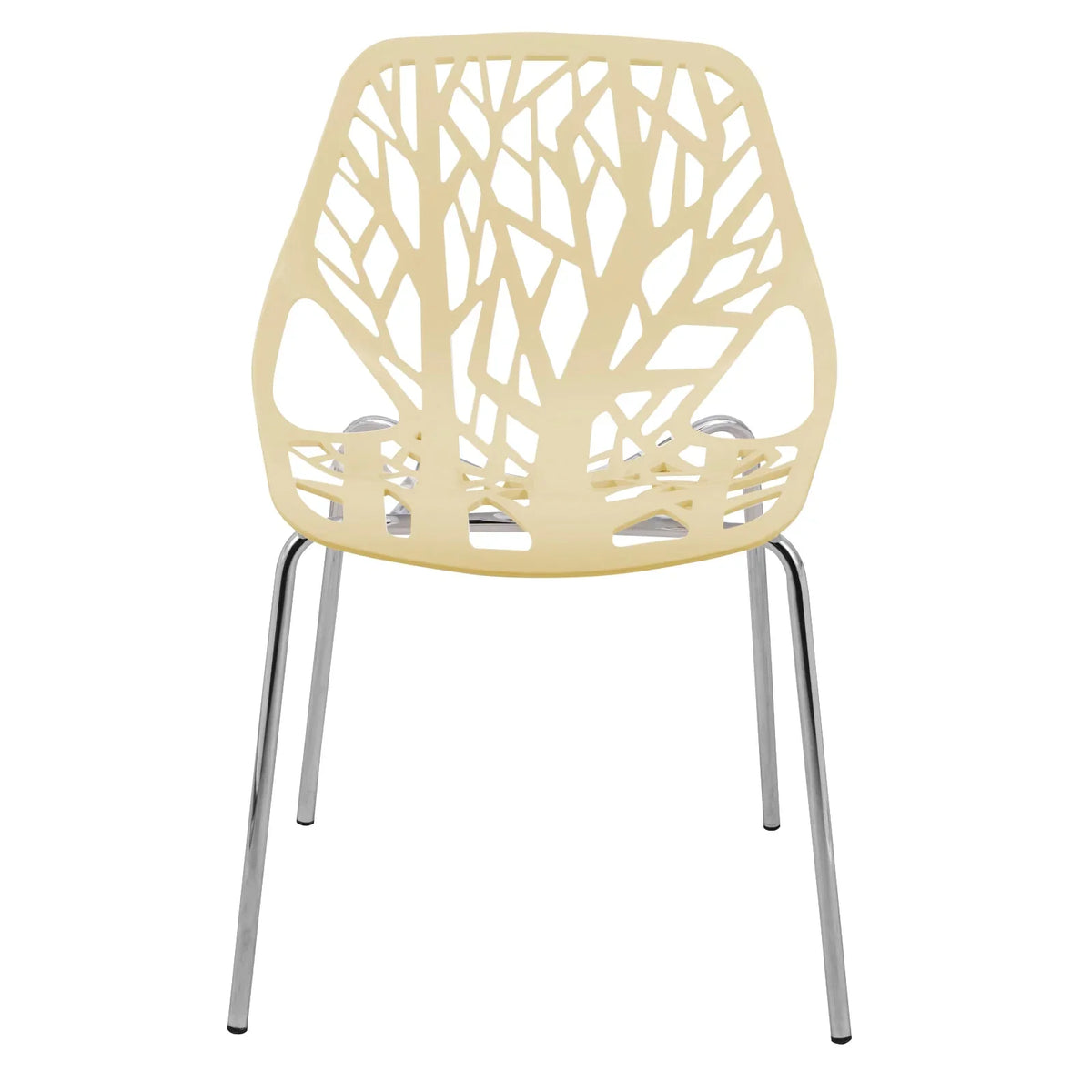 Asbury Polypropylene Dining Side Chair with Forest Cut-Out Design in Chrome - Elax Furniture