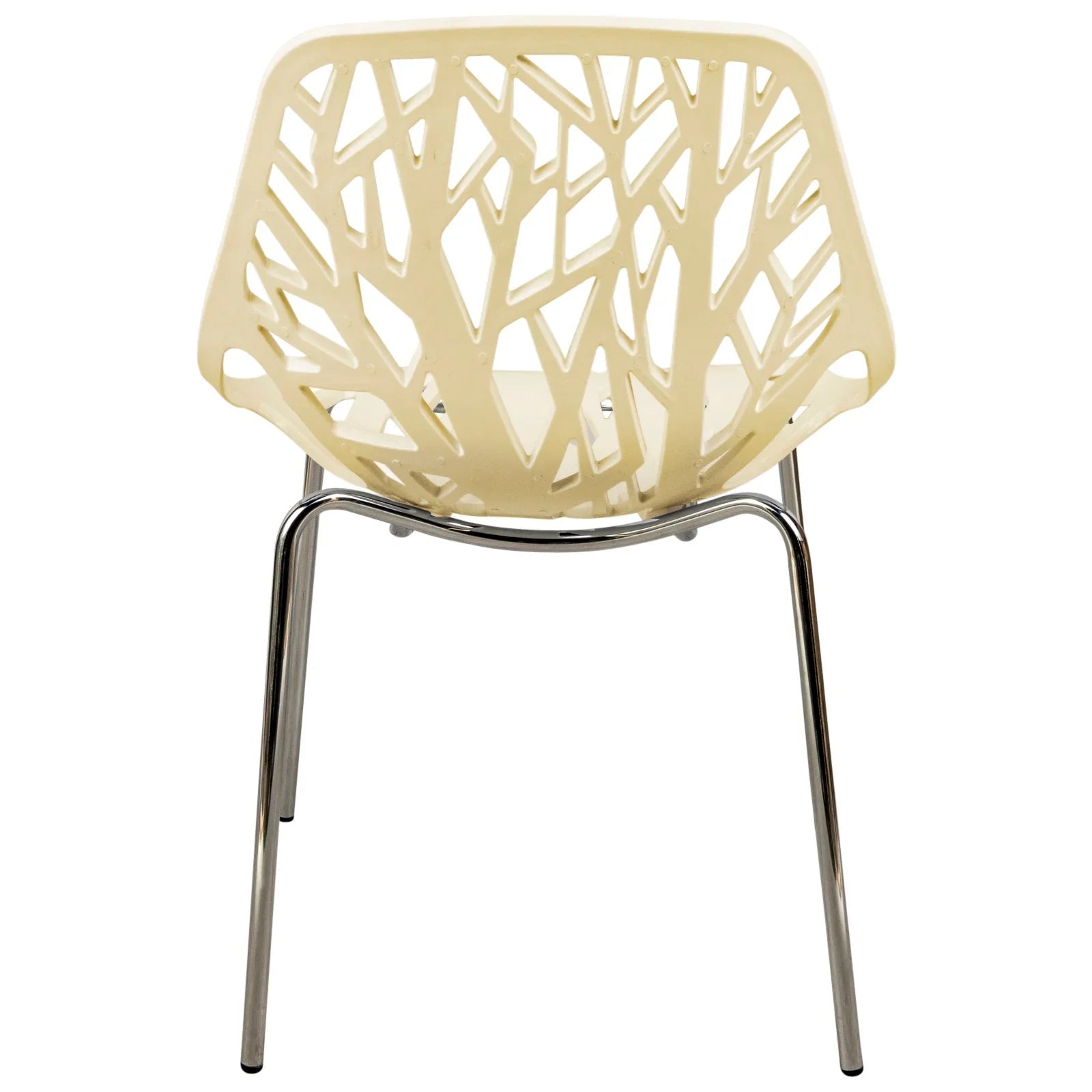 Asbury Polypropylene Dining Side Chair with Forest Cut-Out Design in Chrome - Elax Furniture