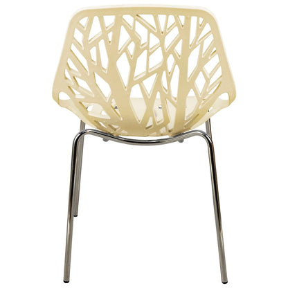 Asbury Polypropylene Dining Side Chair with Forest Cut-Out Design in Chrome - Elax Furniture