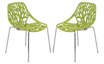 Modern Asbury Dining Chair w/ Chromed Legs set of 2 - Elax Furniture